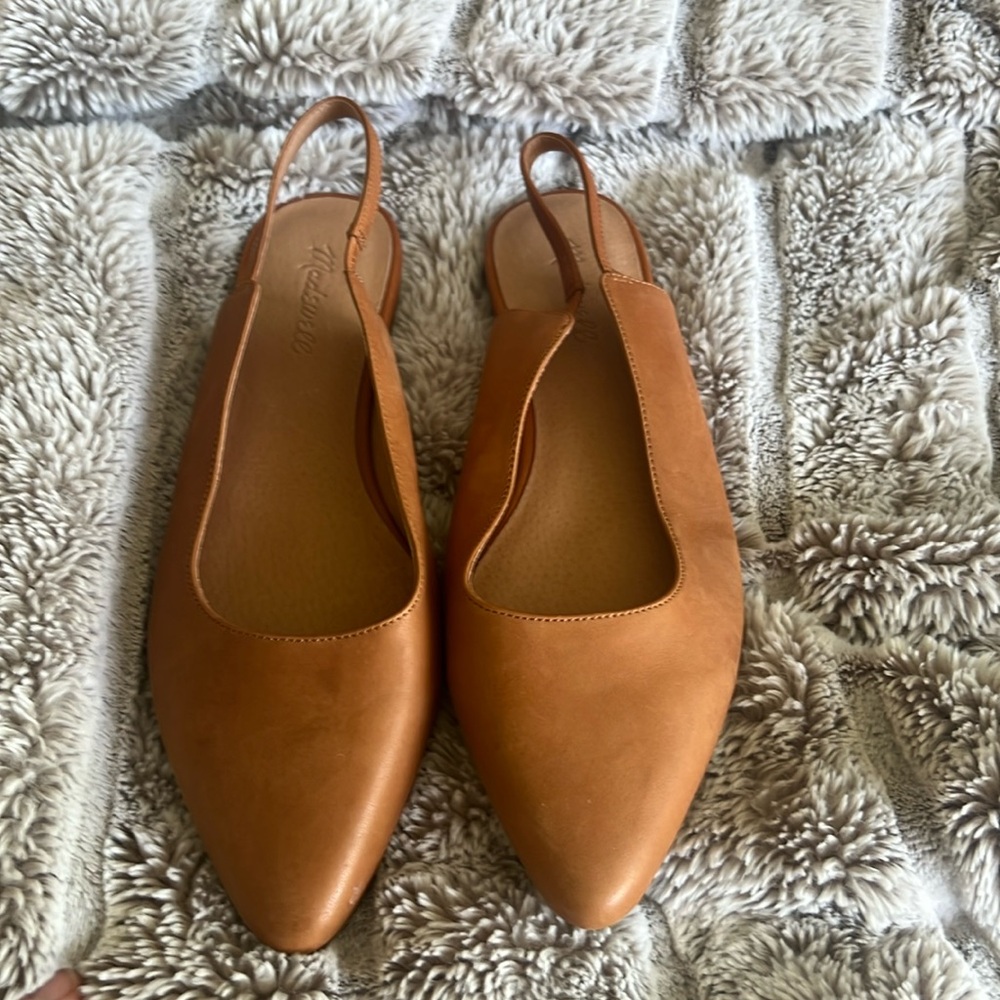 Madewell size 10 tan leather slingback flats